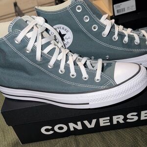 Converse High-Top Sneakers in Blue and White